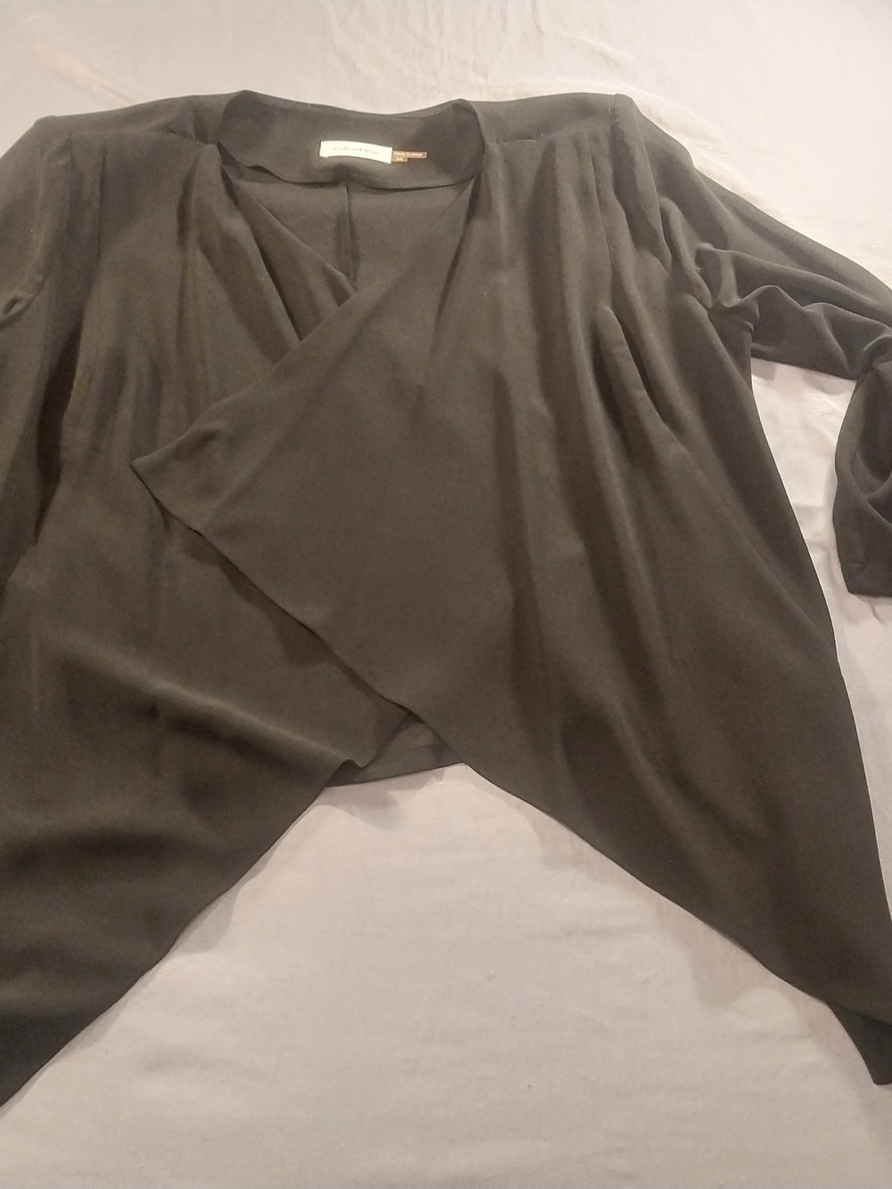 Calvin Klein Black Open Front Draped Jacket Cardigan size M # 298